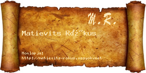 Matievits Rókus névjegykártya